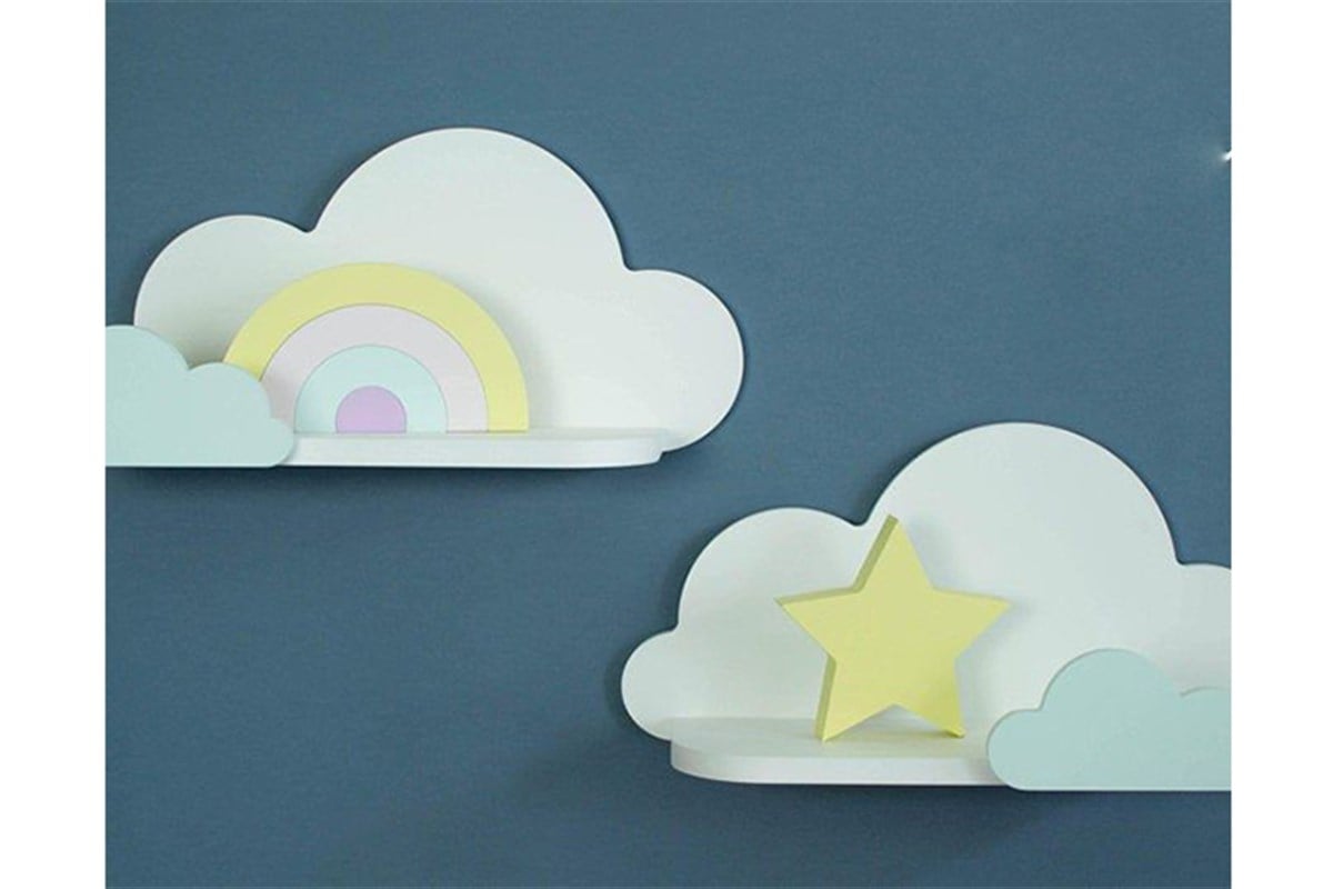 Jaju Baby 2'li Beyaz Kombinli Bulut Raf 