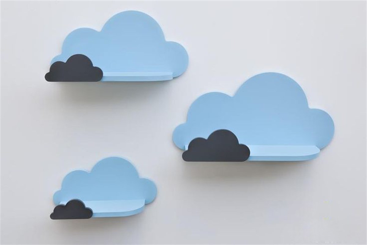 Jaju Baby 3'lü Mavi-Gri Kombinli Bulut Raf Set