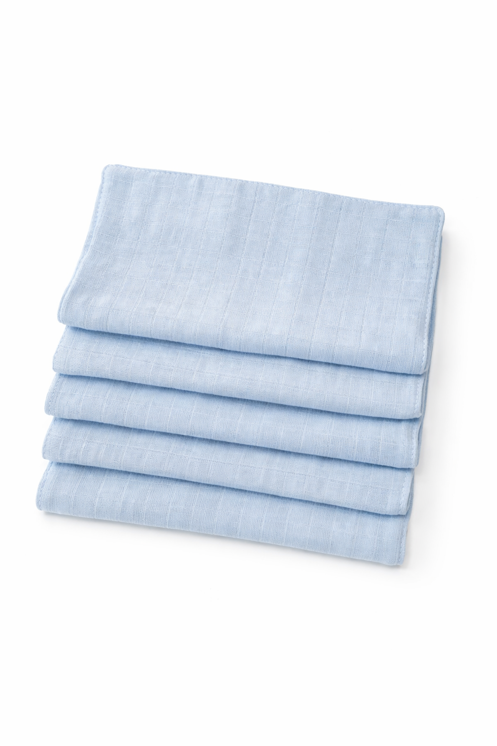 Jaju Baby 5 Adet %100 Organik Pamuk Çift Katlı Müslin Kumaş %100 Pamuk Müslin Omuz Örtüsü Ağız Mendili Sırt Mendili Mavi Renk