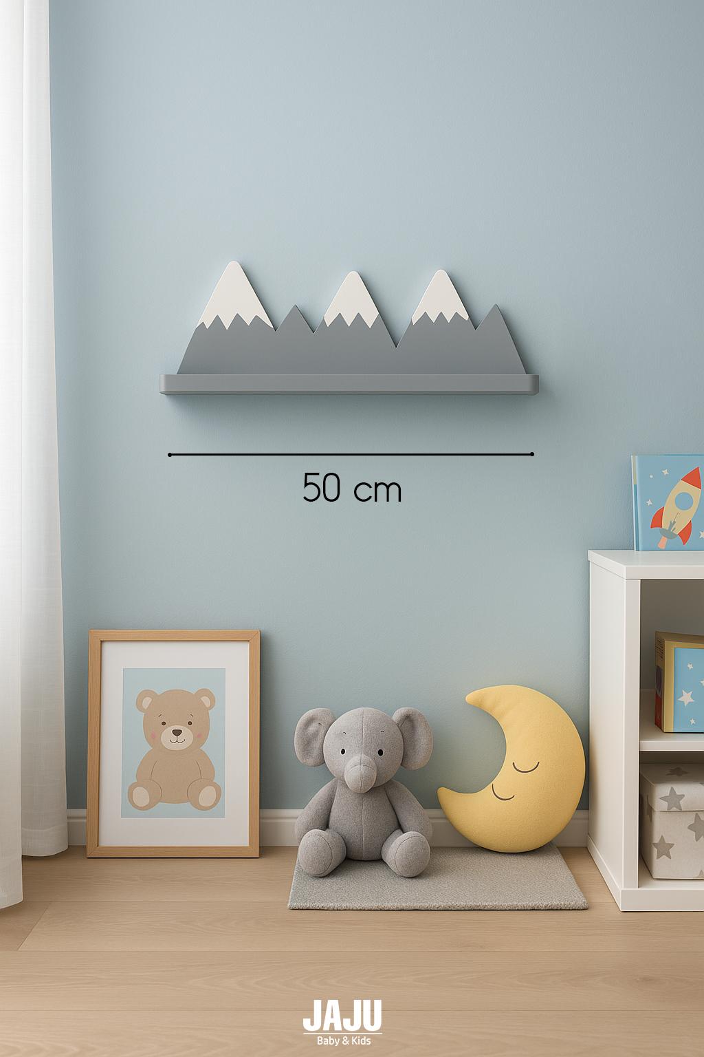 Jaju Baby 50 Cm Gri Karlı Dağlar Çocuk Odası Duvar Rafı