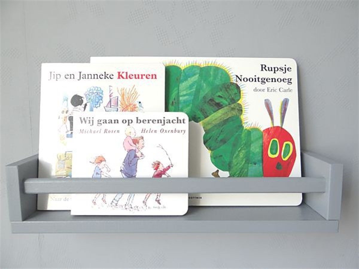 Jaju Baby 60 Cm 1 Adet Gri Ahşap Raf Montessori Kitaplık Çocuk Odası Aksesuar Dekorasyon Mobilya