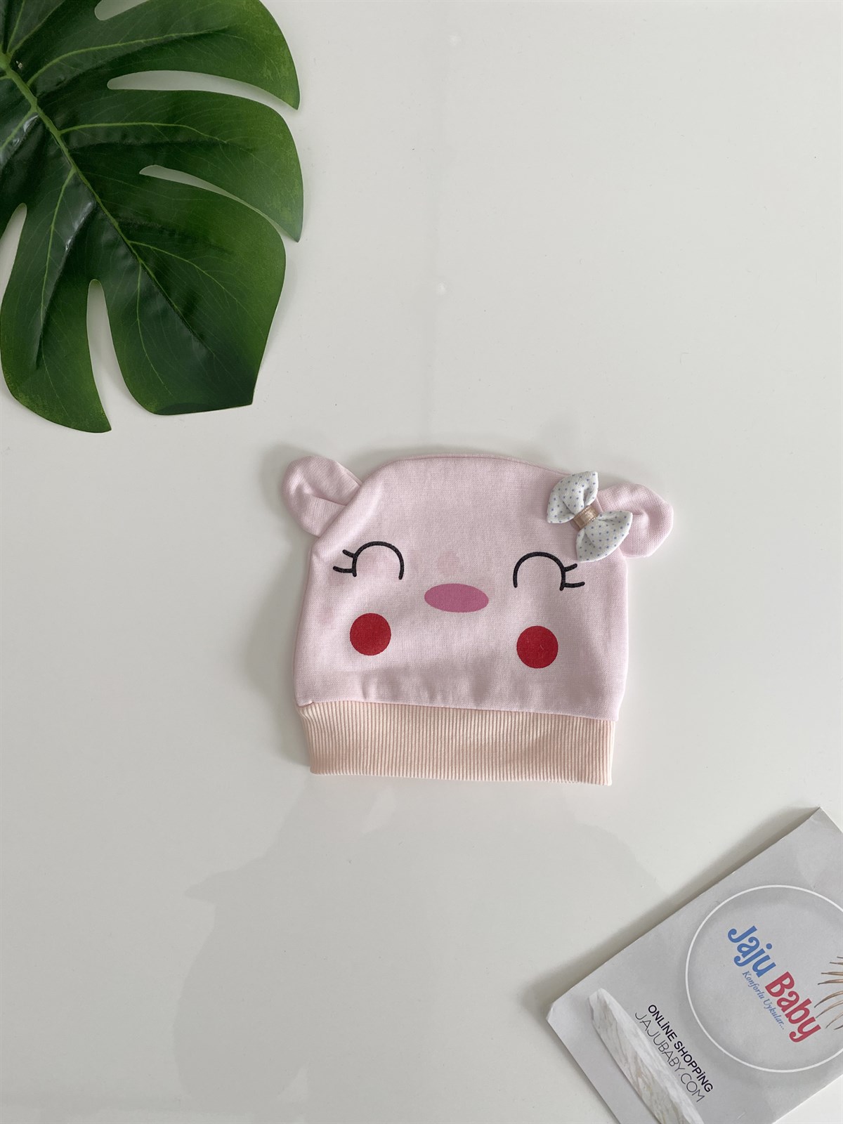 Jaju Baby Açık Pembe Renk Kulaklı Gülen Yüz 1-18 Ay Bere