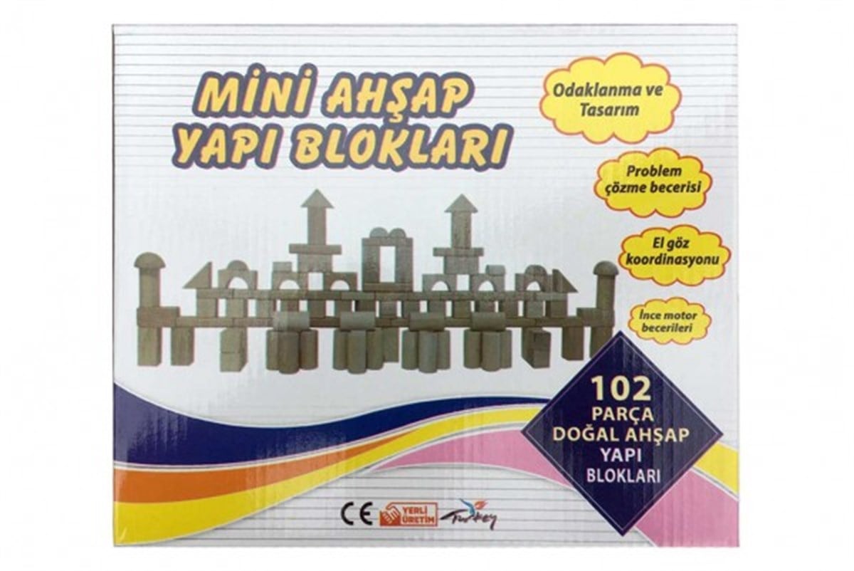 Jaju Baby Ahşap Mini Yapı Blokları Kişisel Gelişim Tasarım ve Beceri Oyunu 