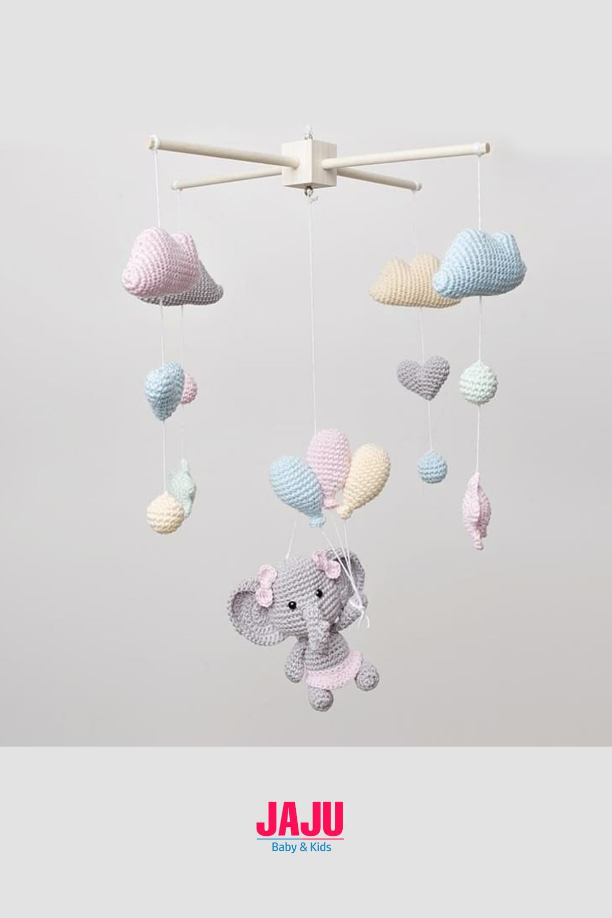 Jaju Baby Amigurumi Özel Üretim Beşik Dönence Sevimli Fil