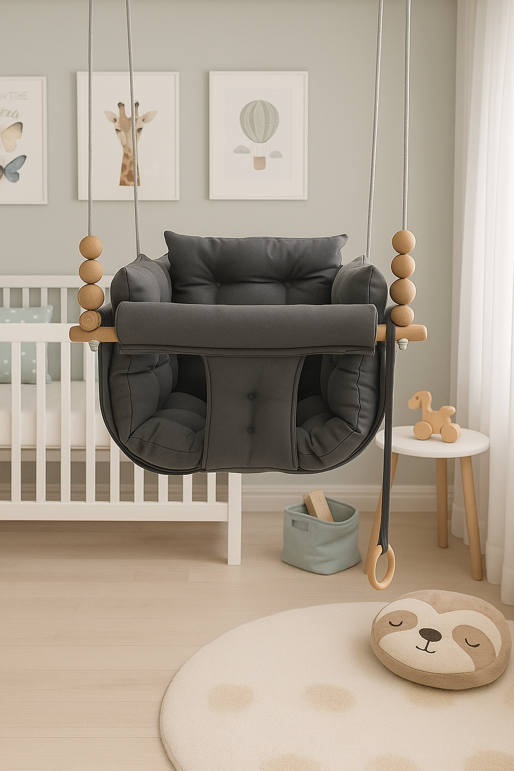 Jaju Baby Antrasit Sevimli Pofuduk Salıncak