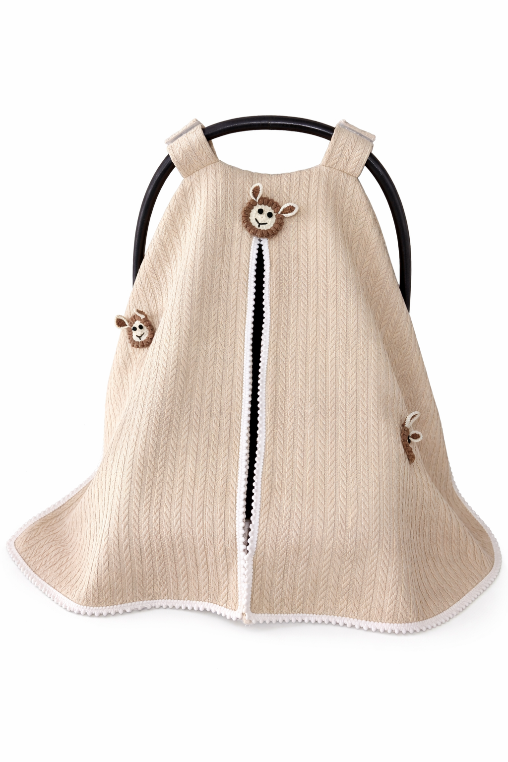 Jaju Baby Bej Örgü Kumaş Organik Kuzu Tasarım Puset Örtüsü