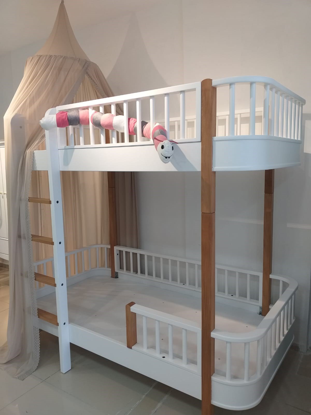 Jaju Baby Beyaz Çocuk Odası Çift Katlı Model Ranza Yatak