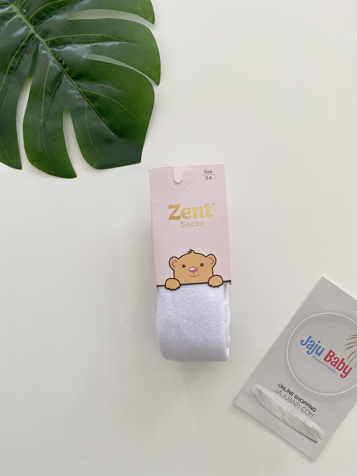 Jaju Baby Beyaz Düz Renk Pamuklu Külotlu Çorap