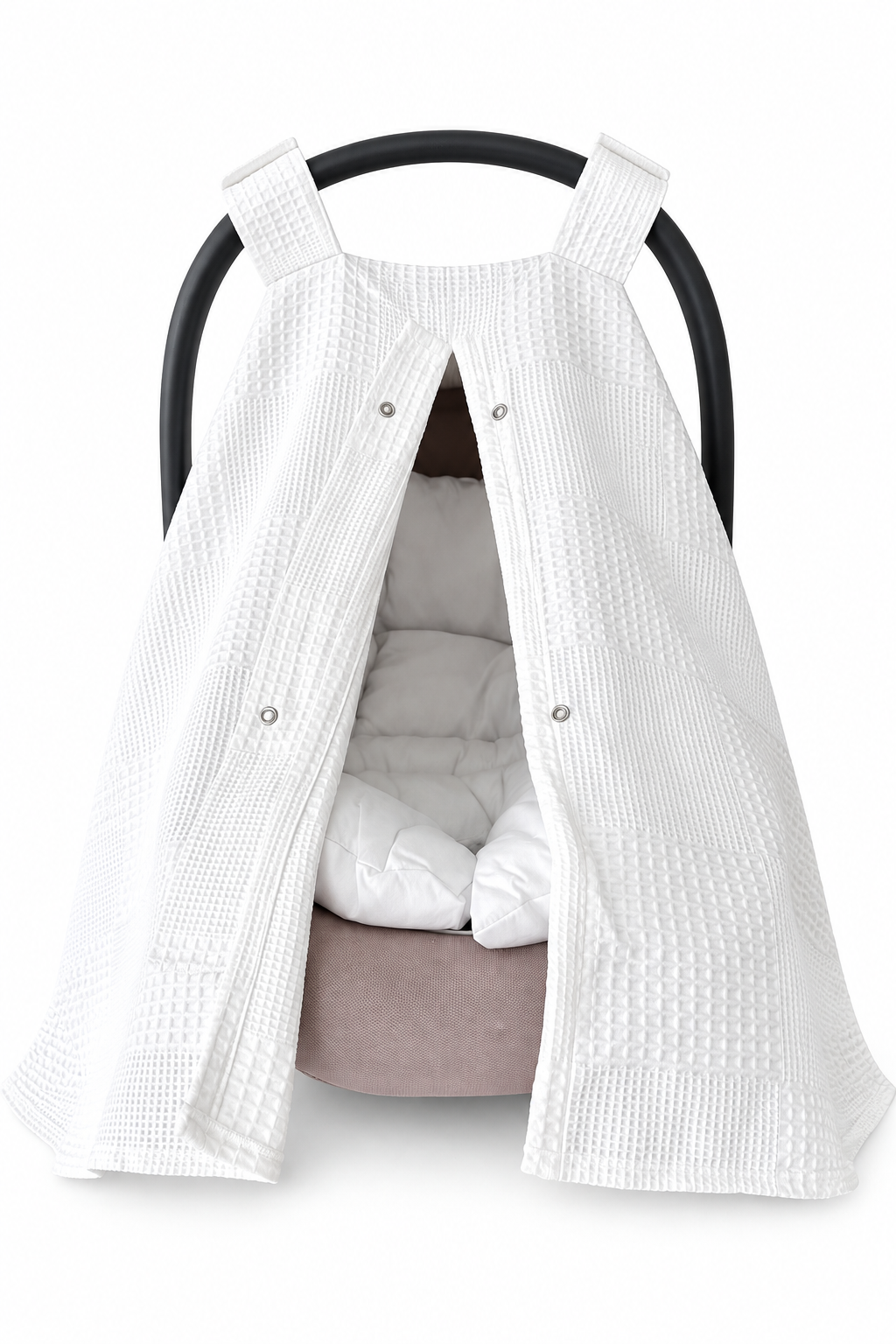Jaju Baby Beyaz Pike Kumaş Organik Puset Örtüsü ve Minderi 2li Set