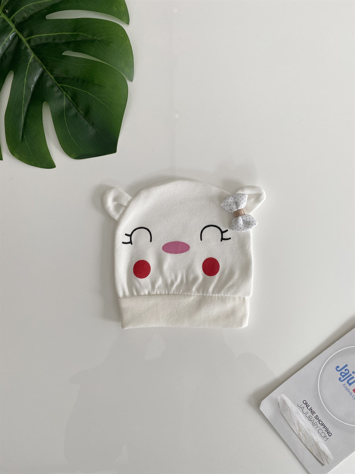 Jaju Baby Beyaz Renk Kulaklı Gülen Yüz 1-18 Ay Bere