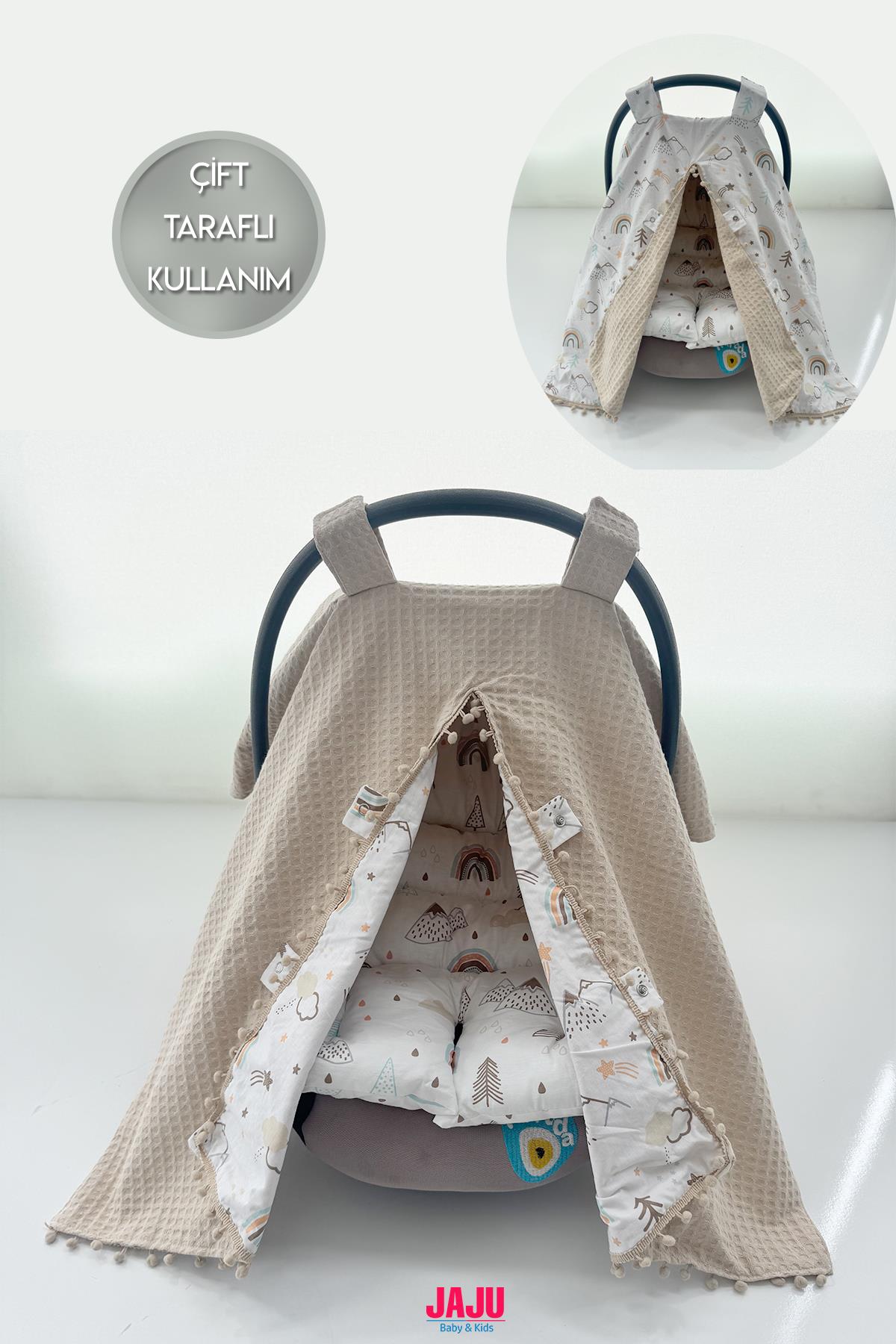 Jaju Baby Çift Taraflı Puset Örtüsü ve Puset Minderi– Konforlu, Şık ve Fonksiyonel!