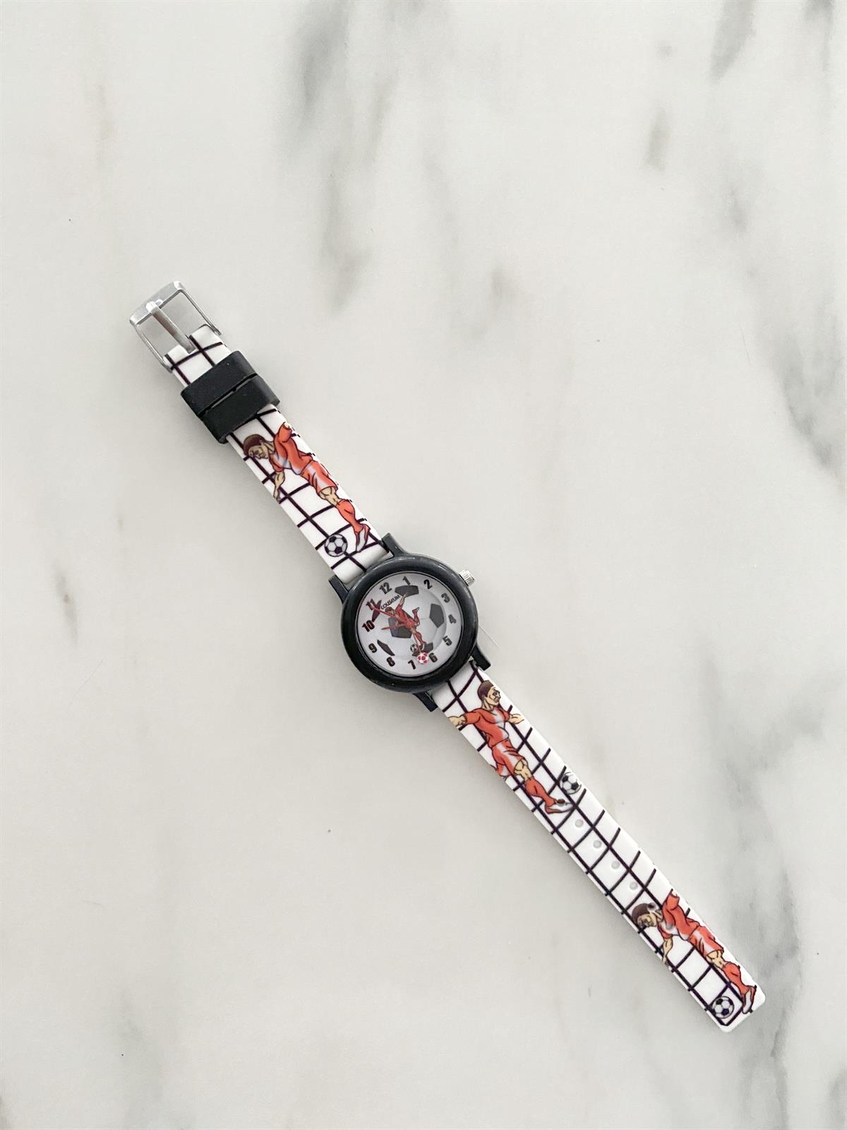 Jaju Baby Coliseum Siyah Beyaz Futbolcu Figürlü Çocuk Kol Saati