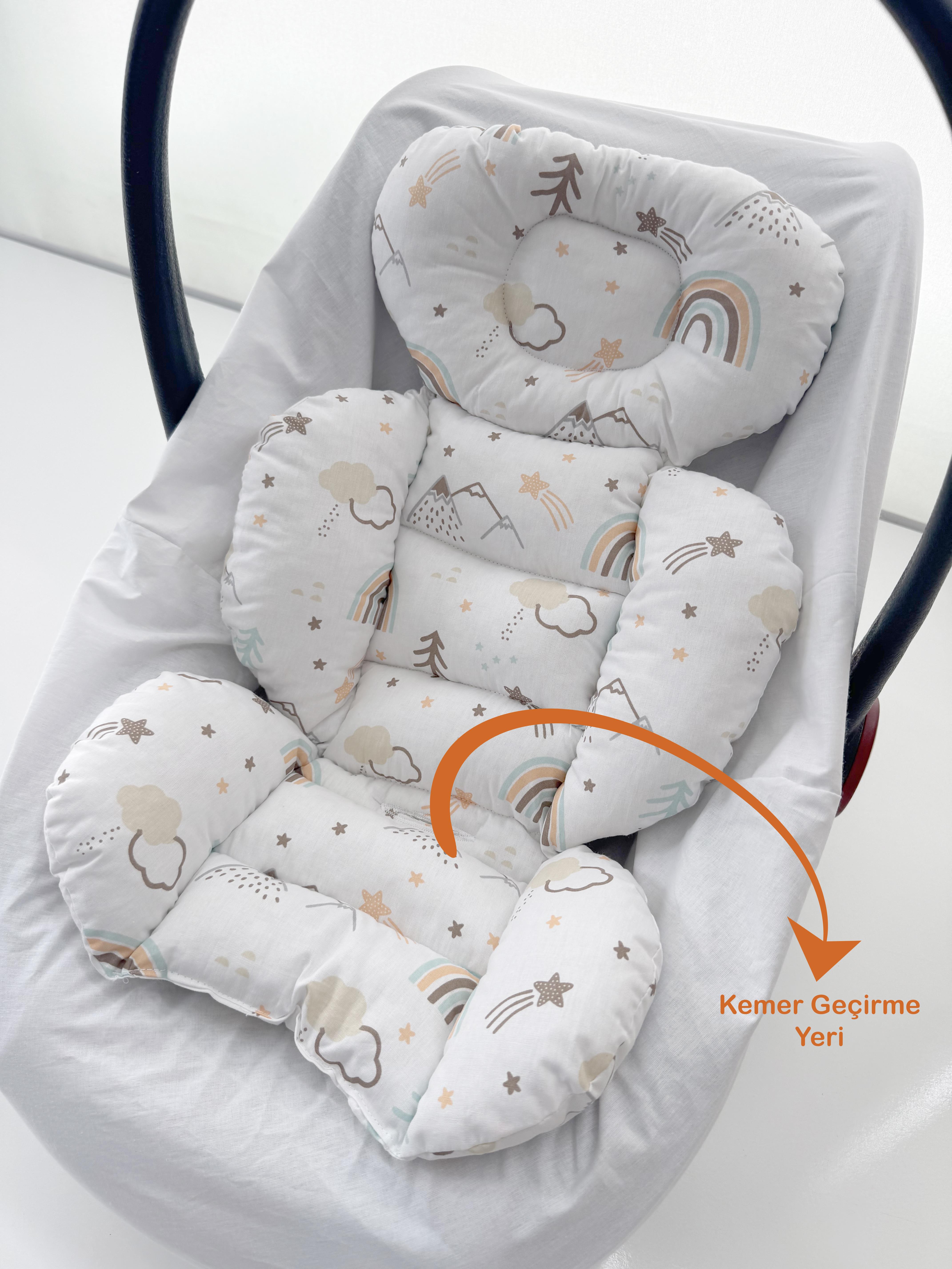 Jaju Baby Dağ ve Gökkuşağı Desenli Puset Minderi  Oto Koltuğu Minderi