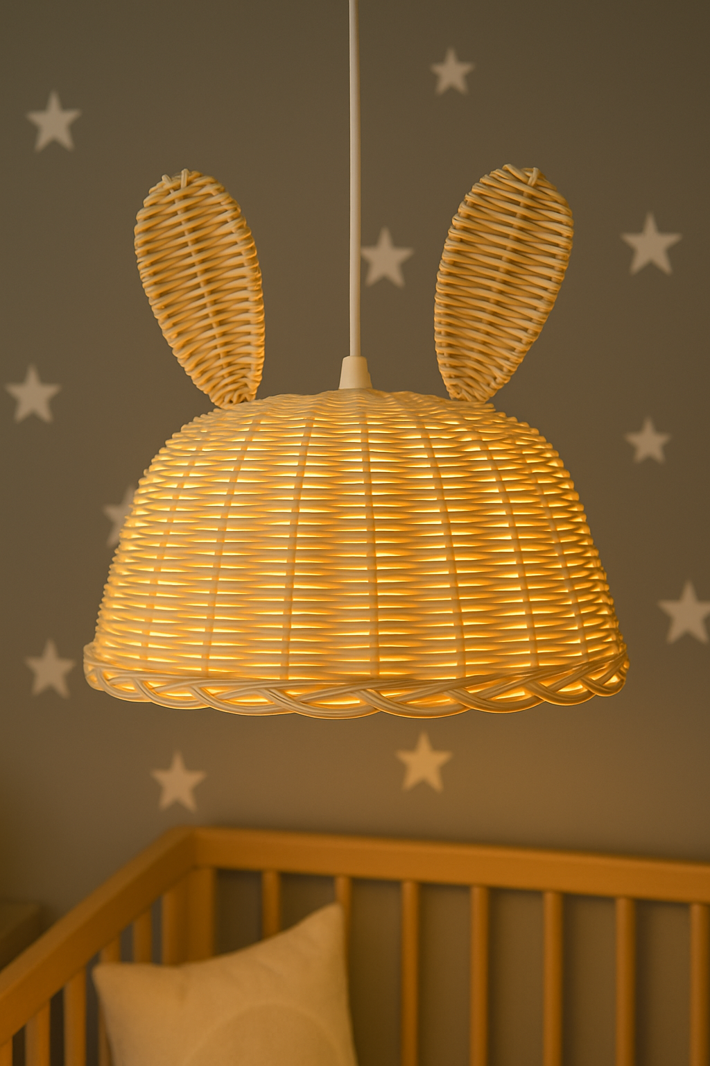Jaju Baby El Yapımı Rattan Tavşan Avize Çocuk/Bebek Odası Rattan Avize
