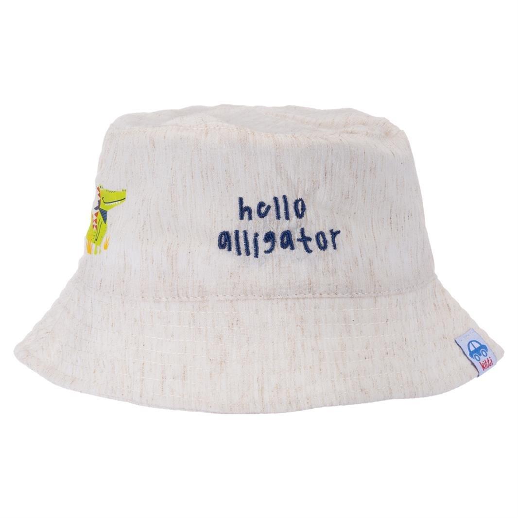 Jaju Baby Erkek Çocuk 1-3 Yaş Bej Renk Önü Yazılı Timsah Desenli Fötr Şapka