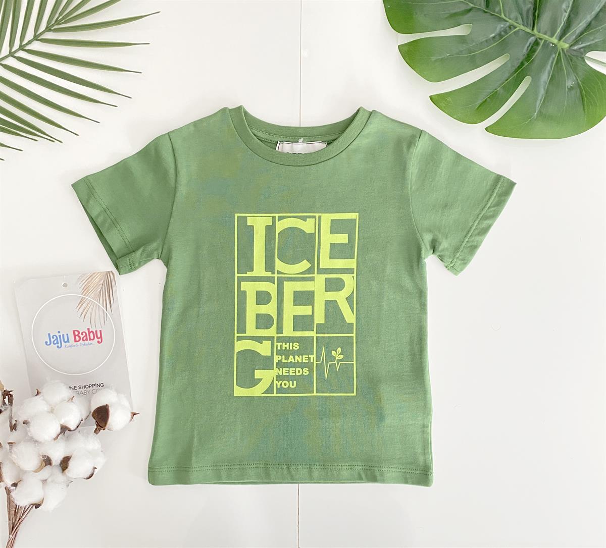 Jaju Baby Erkek Çocuk Yeşil Önü Yazılı T-Shirt