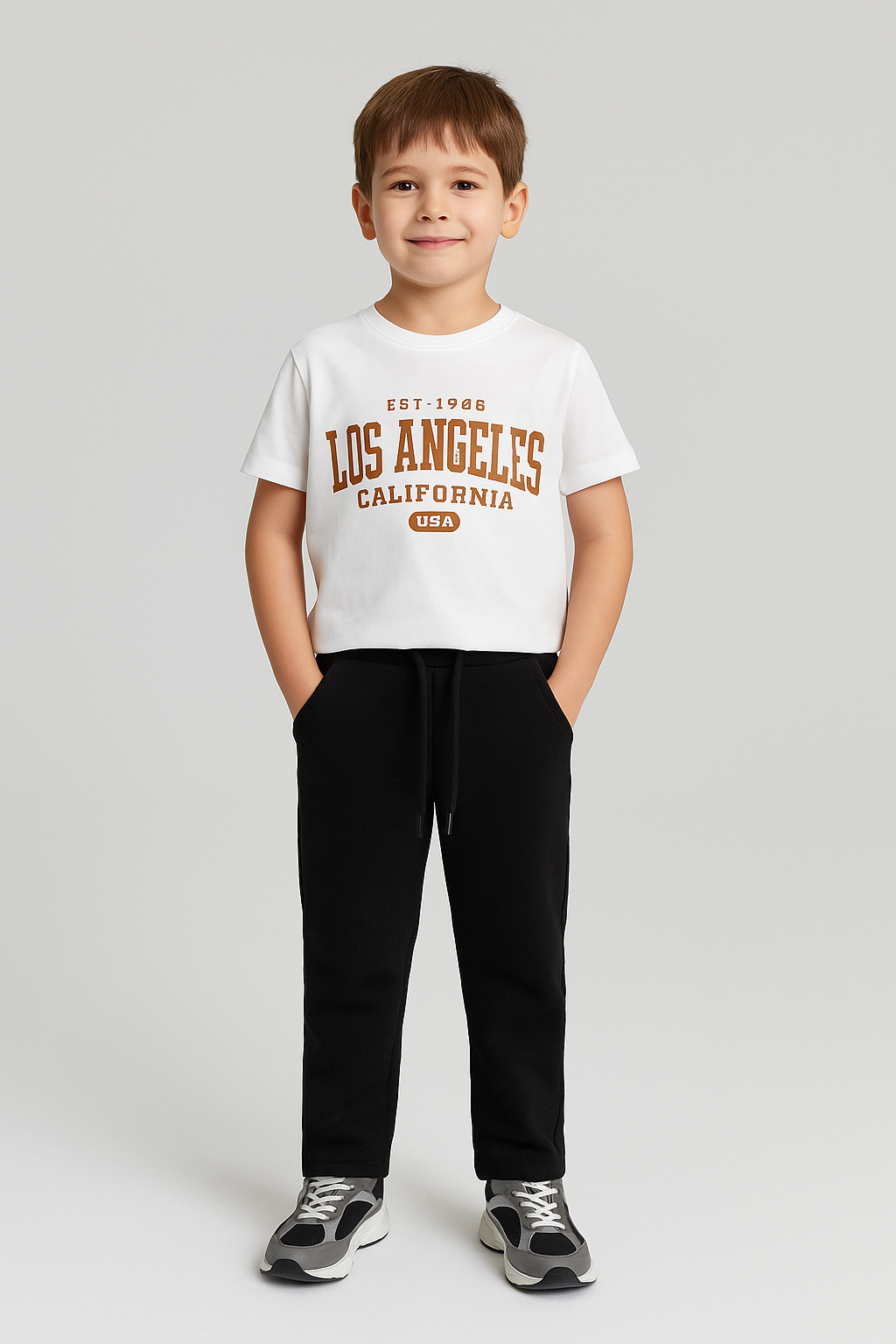 Jaju Baby Erkek  Los Angeles Baskılı PantolonT-shirt Takım