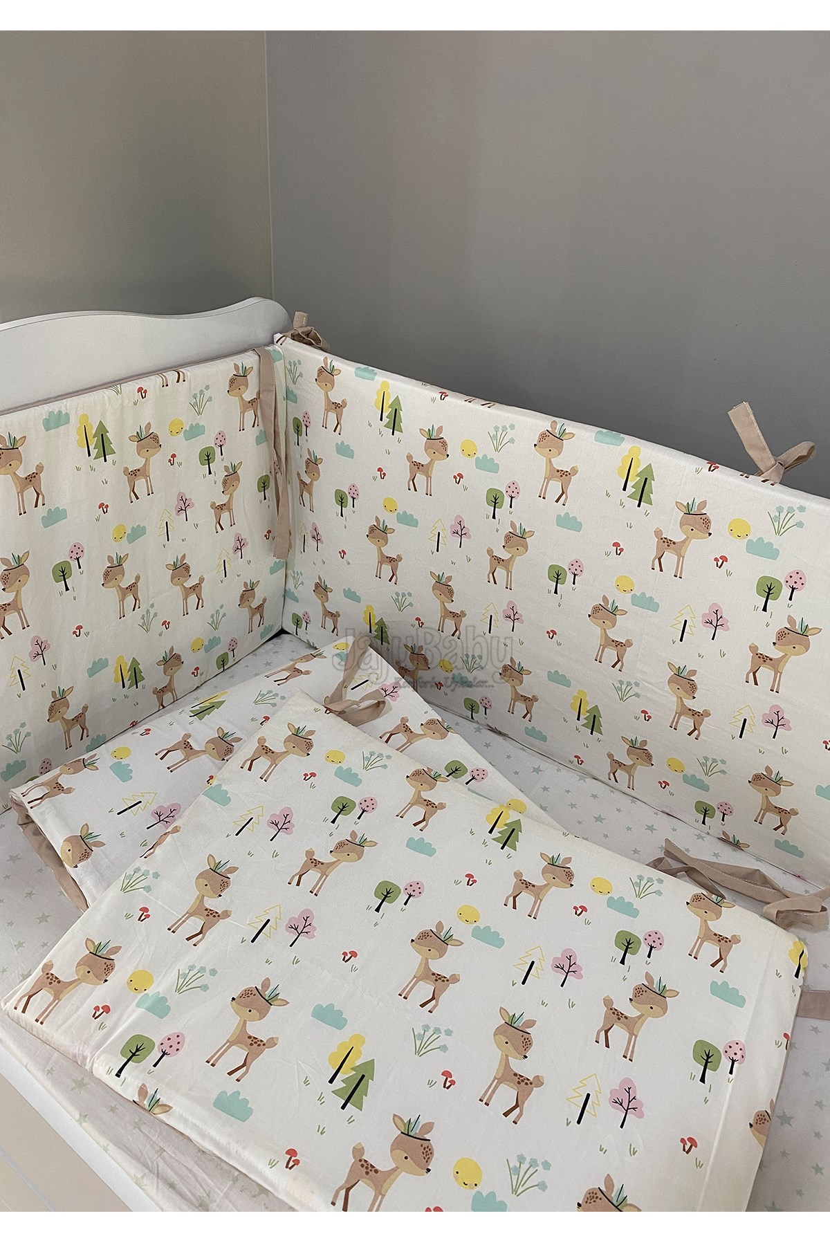 Jaju Baby Geyik Desenli Beşik Kenar Koruma Özel Ölçü