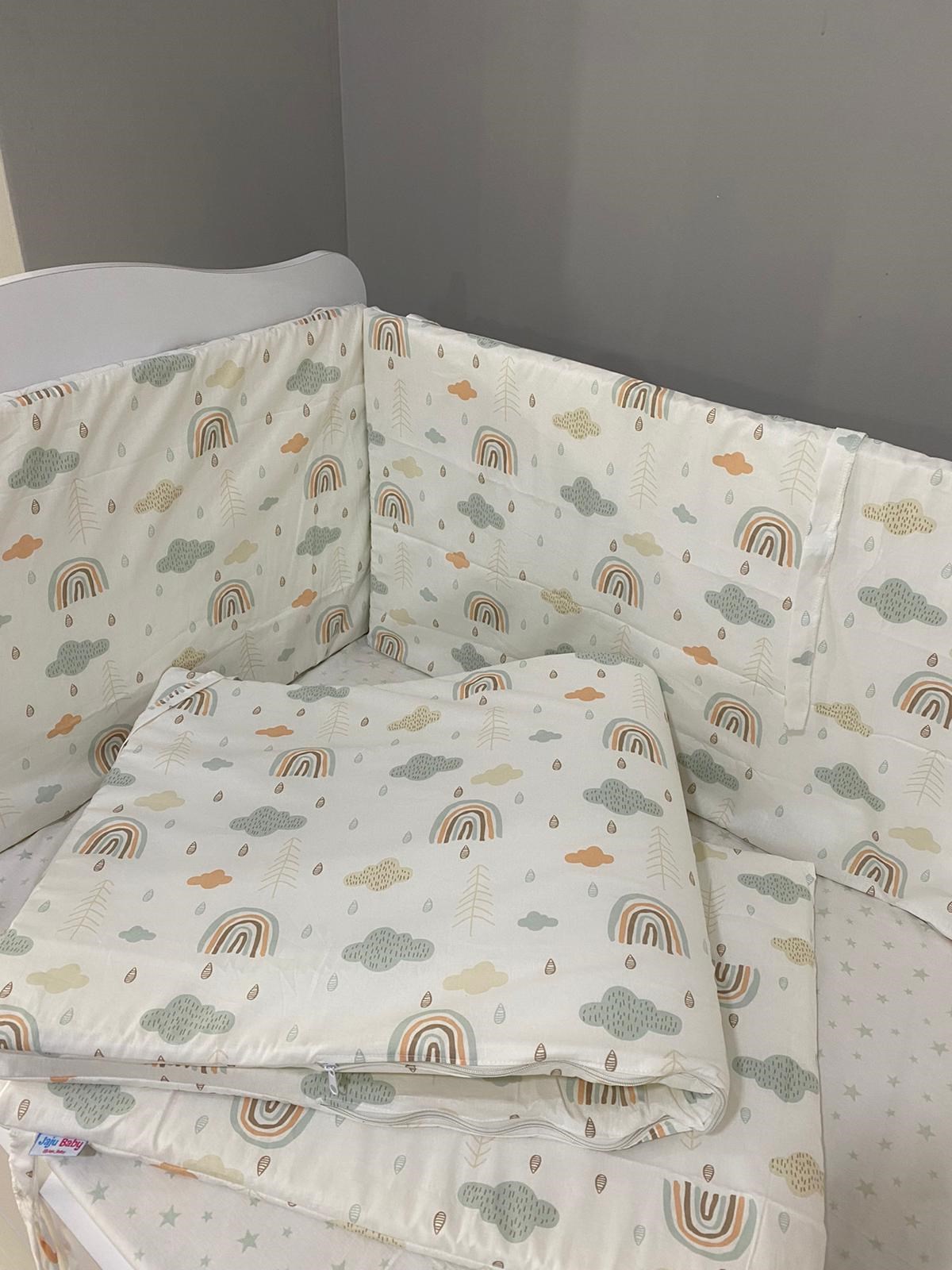 Jaju Baby Gökkuşağı Desenli Beşik Kenar Koruma Özel Ölçü