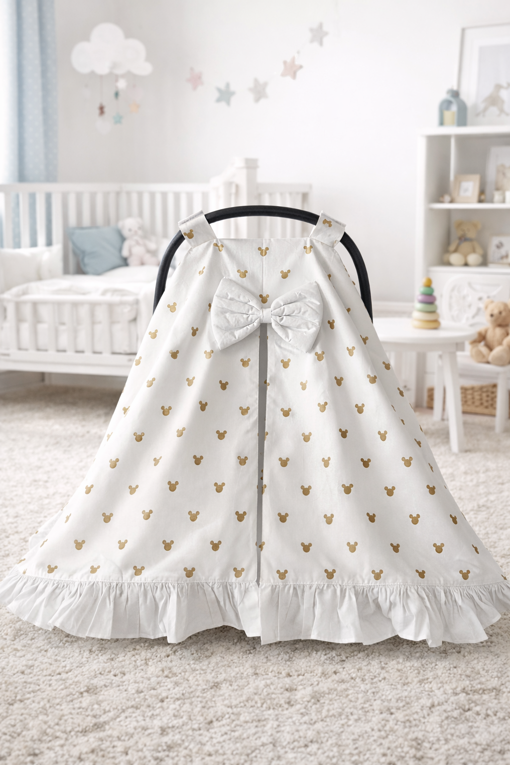 Jaju Baby Gold Poplin Kumaş Fırfırlı Puset Örtüsü