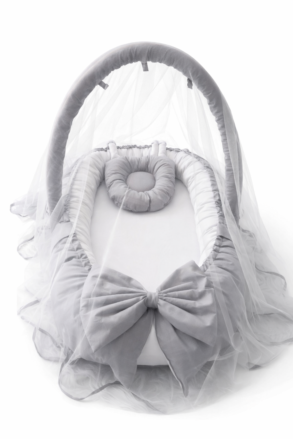 Jaju Baby Gri Cibinlik ve Oyuncak Askılı Lüx Tasarım Babynest