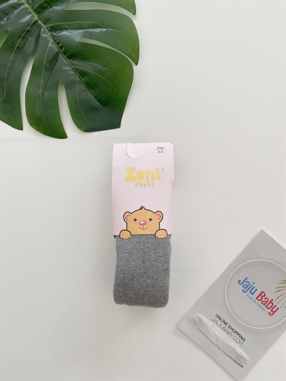 Jaju Baby Gri Düz Renk Pamuklu Külotlu Çorap