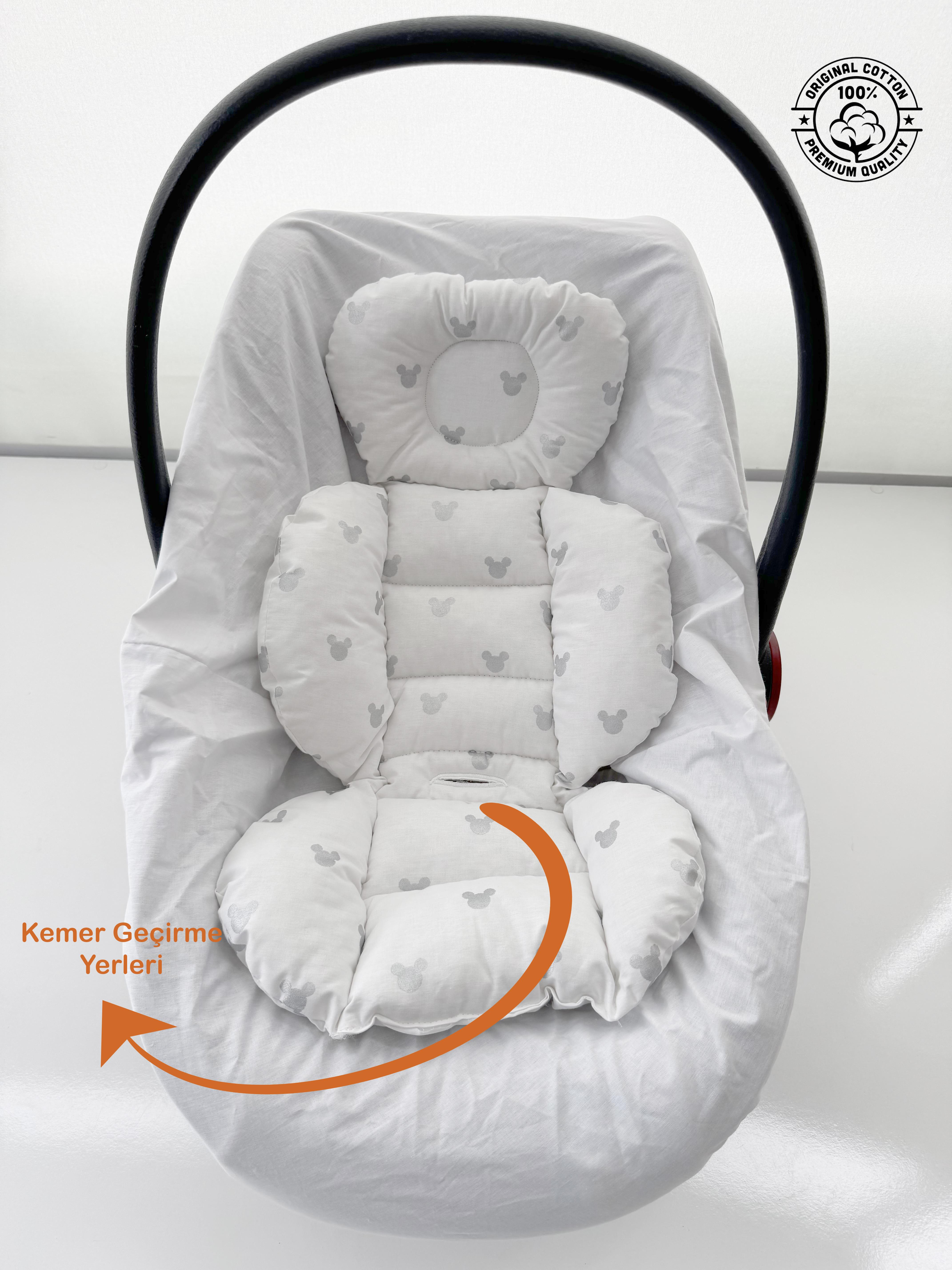 Jaju Baby Gri Micky Puset Minderi - Oto Koltuğu Minderi 55x35 cm