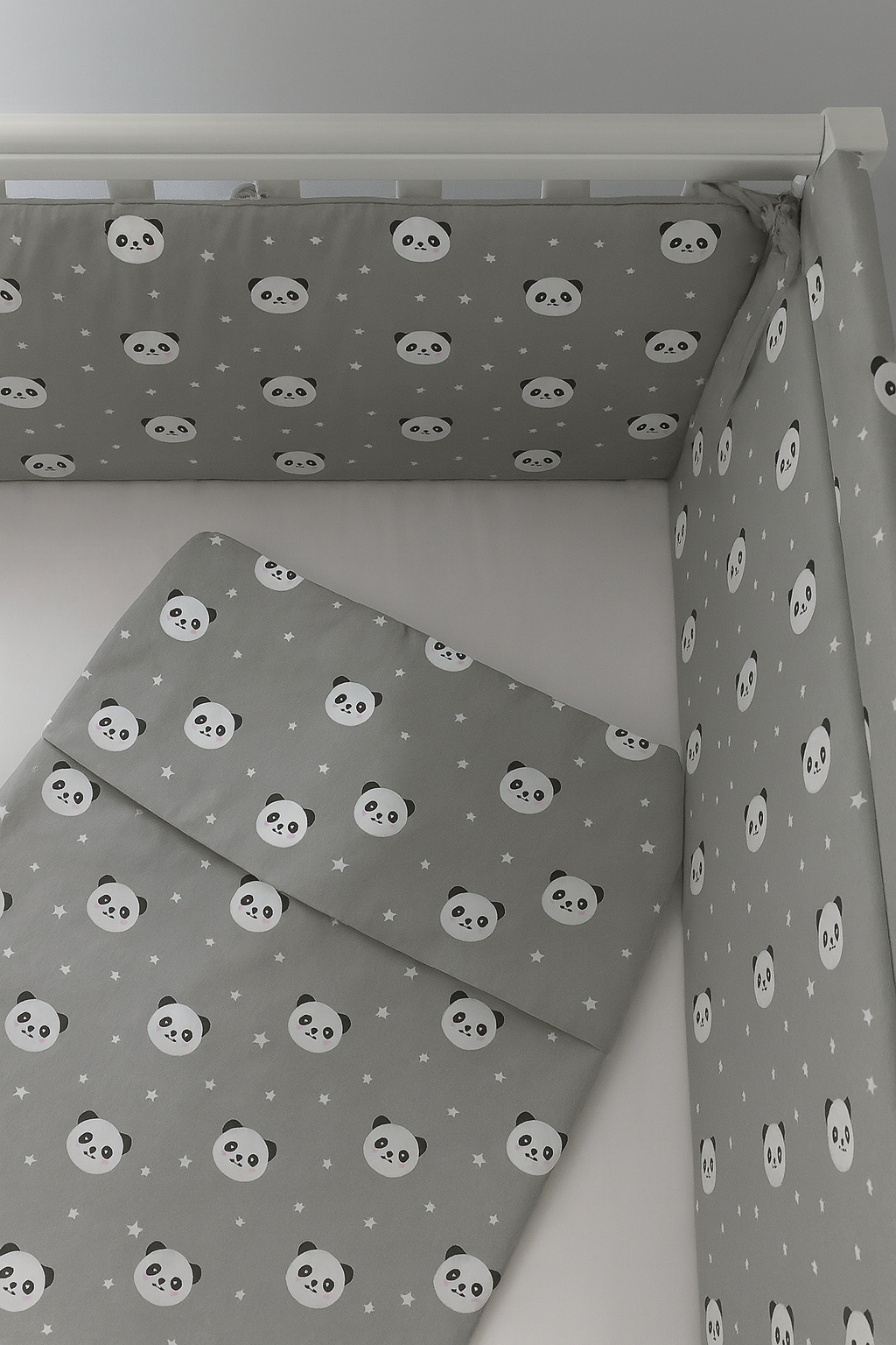 Jaju Baby Gri Panda Beşik Kenar Koruma Özel Ölçü