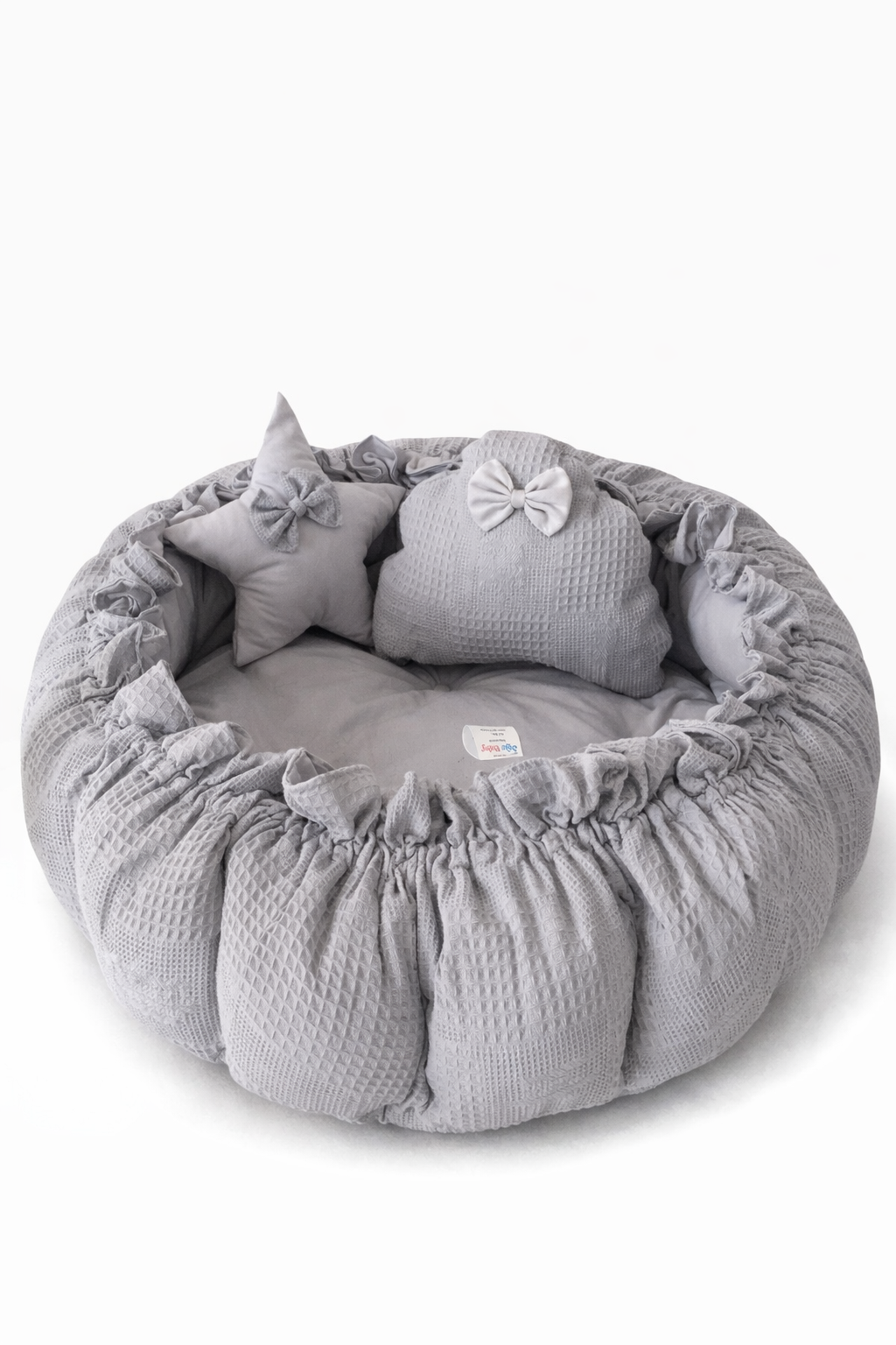 Jaju Baby Gri Pike Kumaş Kombinli Tasarım Açılır - Kapanır Oyun Minderi Bebek Yuvası