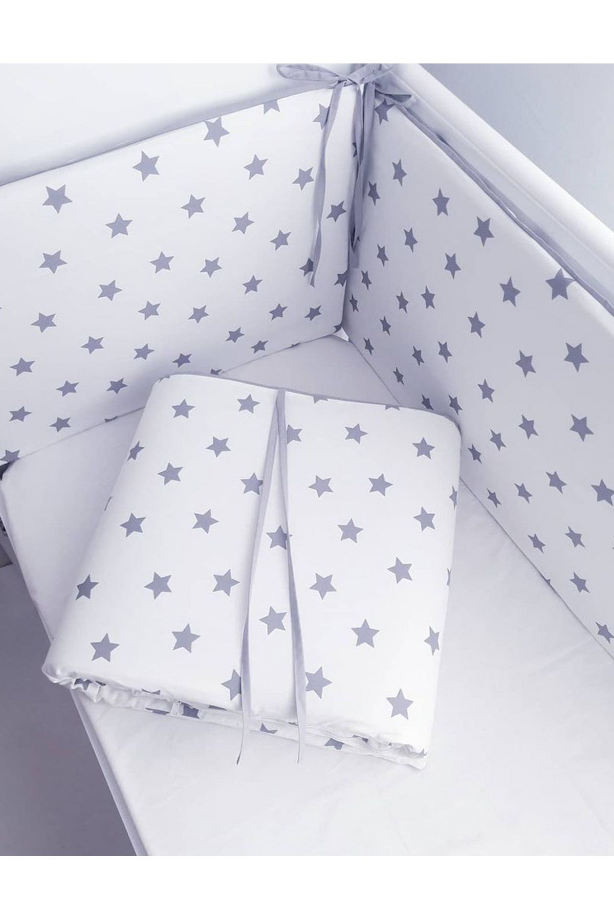 Jaju Baby Gri Tasarım Özel Ölçü Beşik Kenar Koruma ( 4 Kenar )