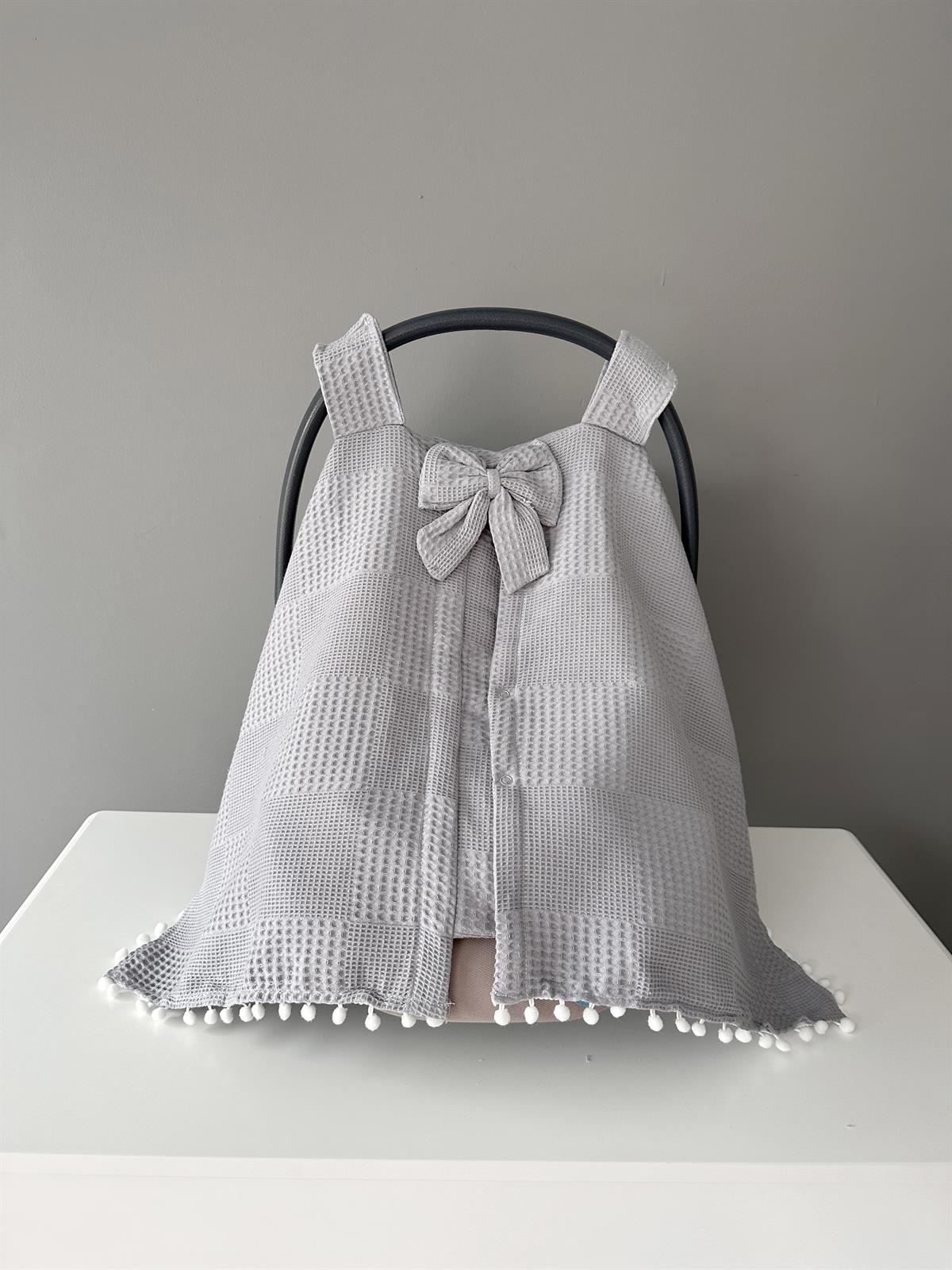 Jaju Baby Gri Waffle Kumaş Organik Puset Örtüsü