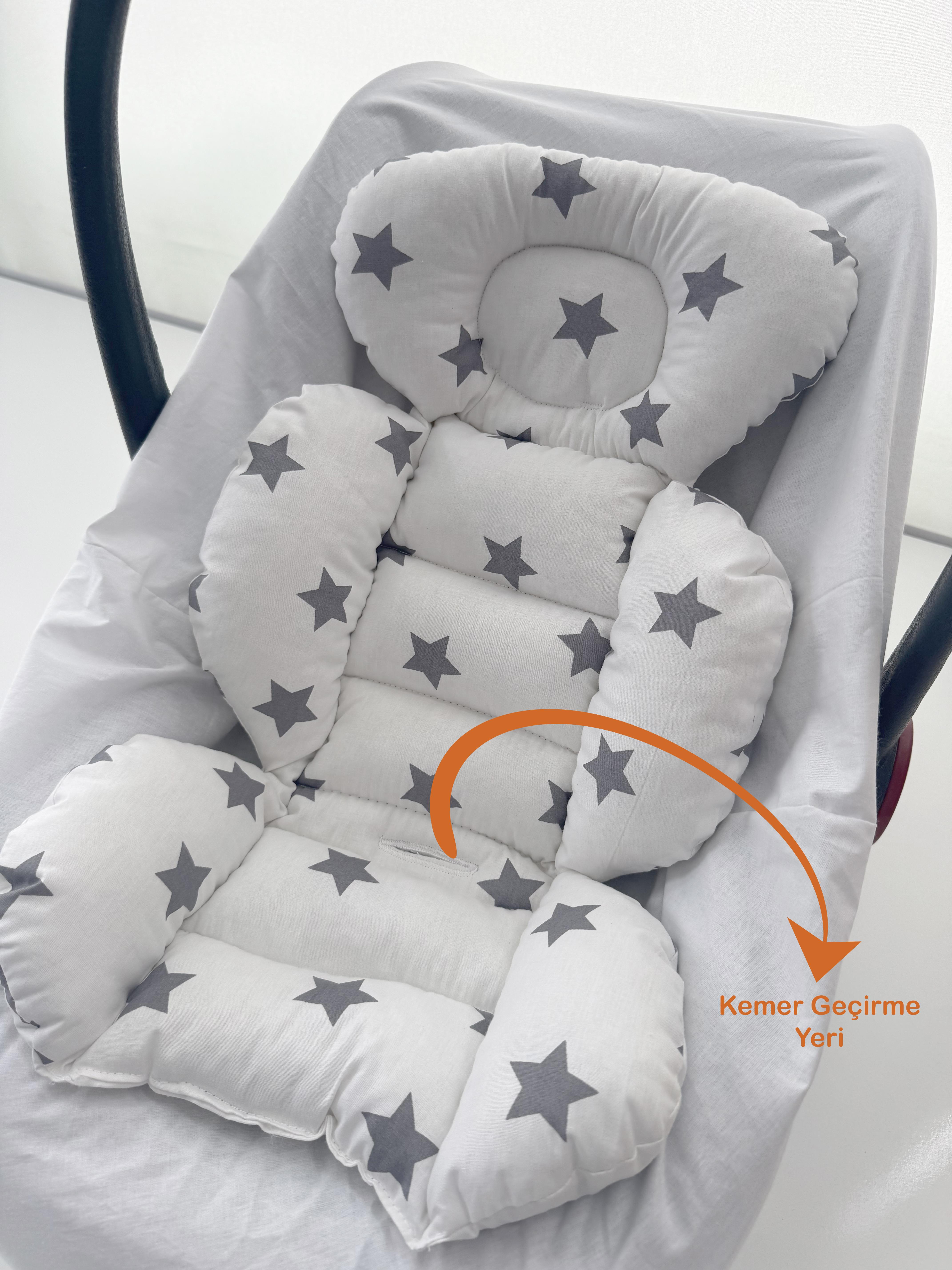 Jaju Baby Gri Yıldızlı Oto Koltuğu Minderi - Puset Minderi