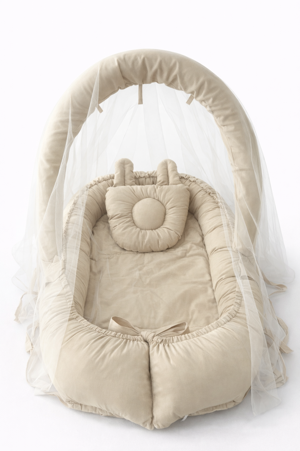 Jaju Baby Kahve Kulaklı Cibinlik ve Oyuncak Aparatlı Lüx Tasarım Babynest