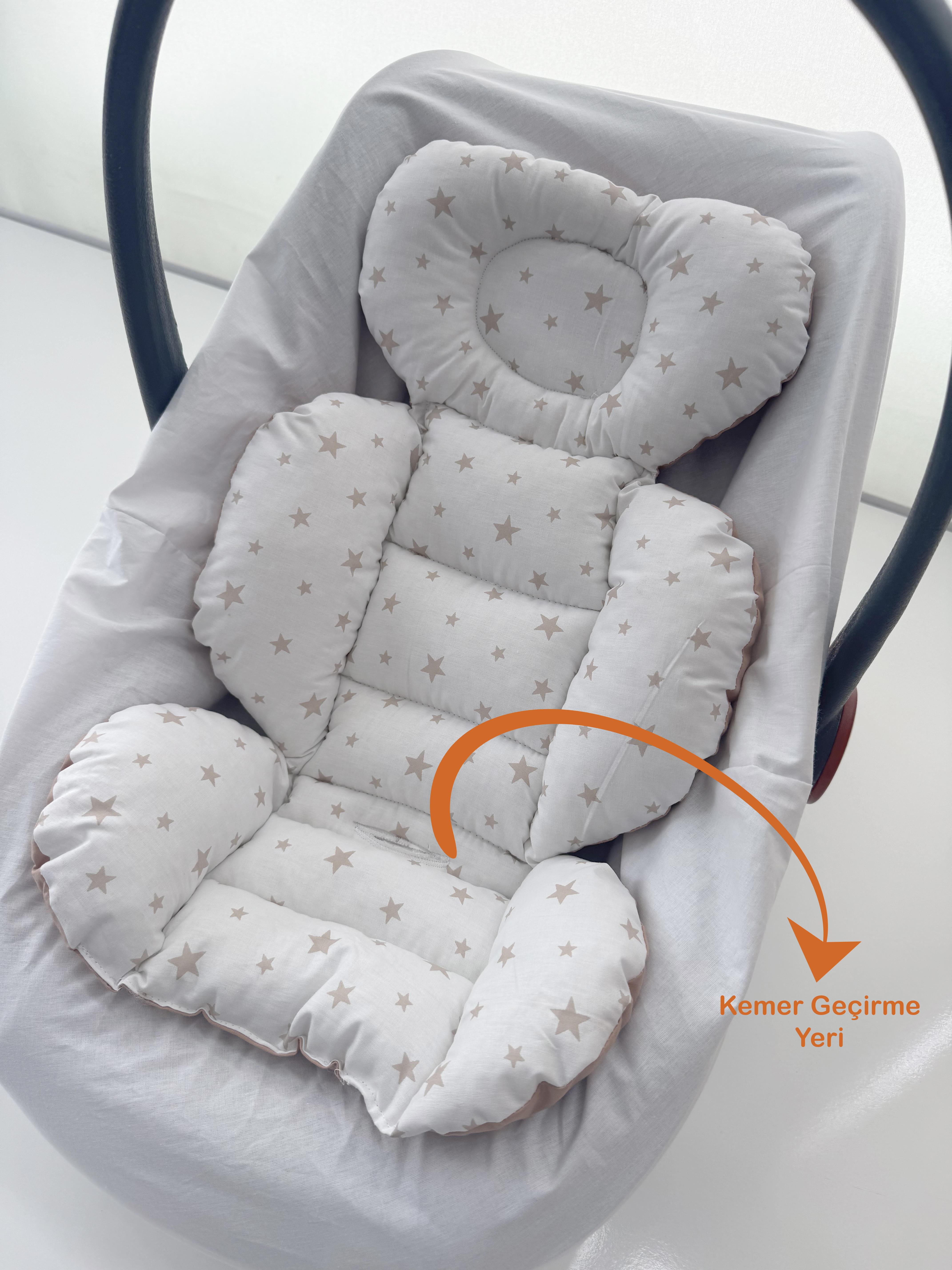Jaju Baby Kahve Yıldız Desenli Oto Koltuğu Minderi - Puset Minderi