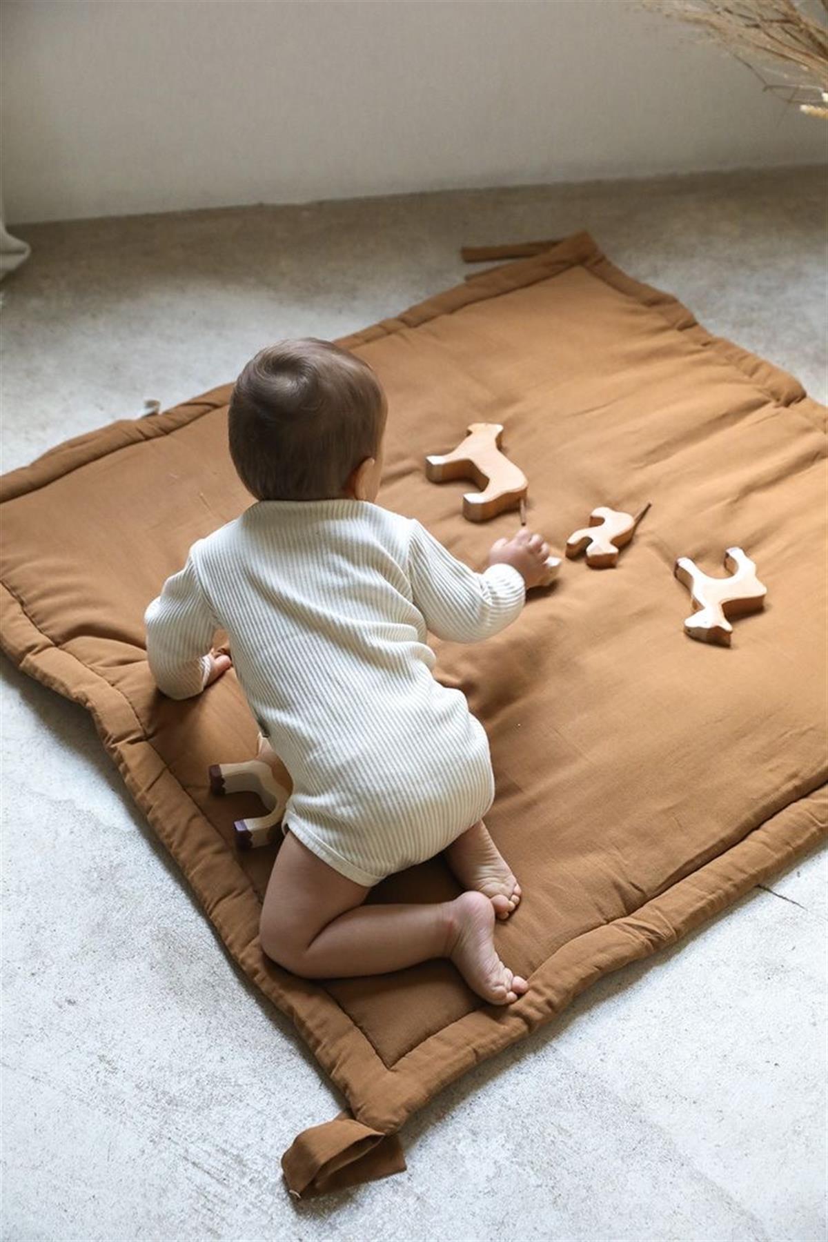 Jaju Baby Kahverengi 120x120 Cm Kare Oyun Halısı / Oyun Matı