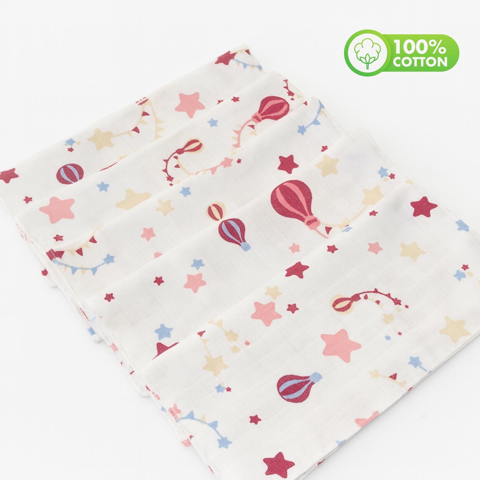 Jaju Baby Kaktüs Desenli Çift Taraflı Müslin Battaniye Mendil ve Yastık 6 Parça Set