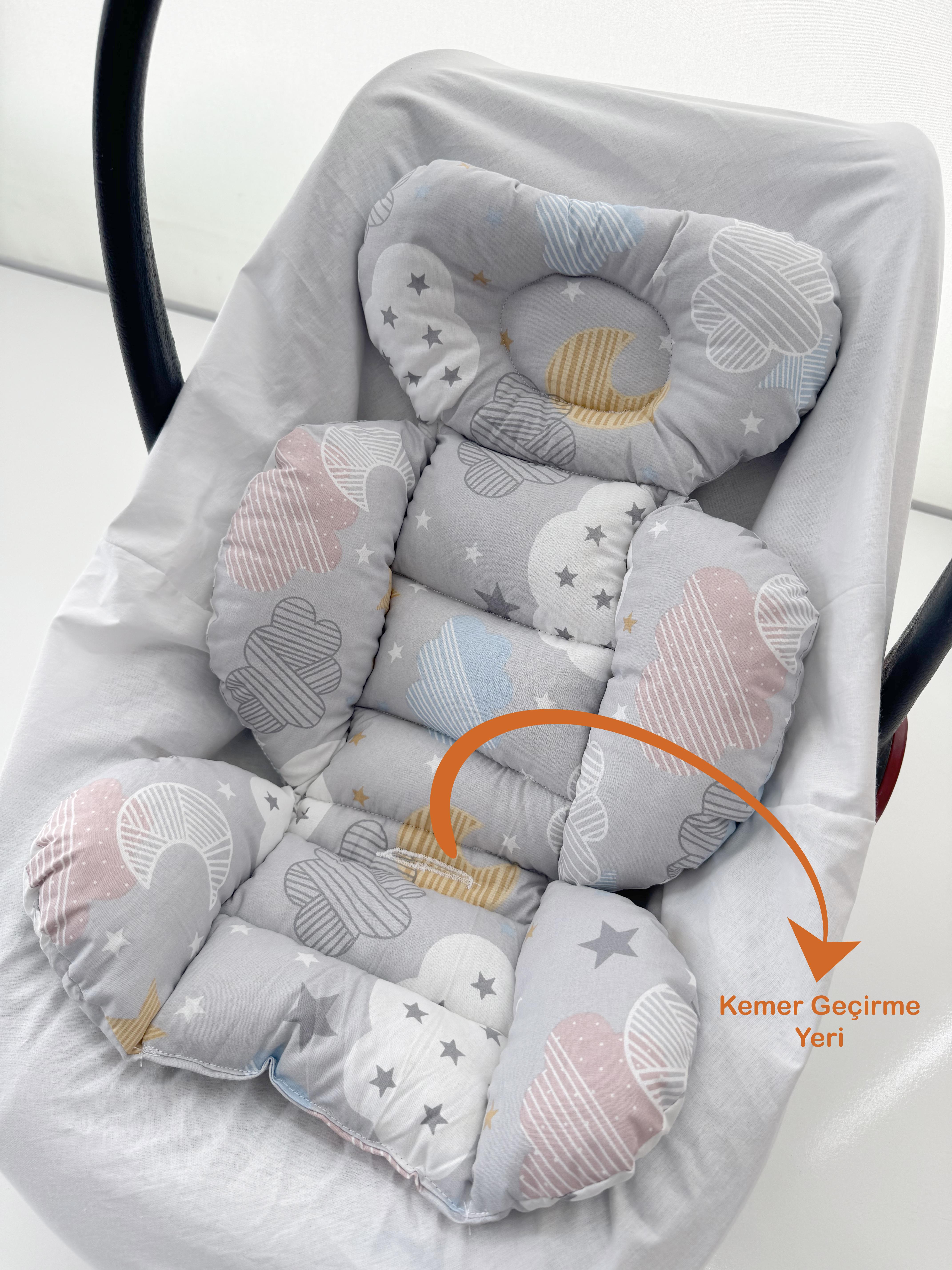 Jaju Baby Karışık Bulut Desenli Oto Koltuğu Minderi - Puset Minderi