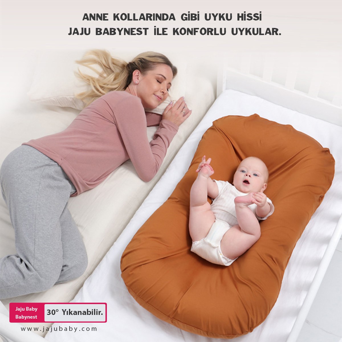 Jaju Baby Kiremit Puffy Babynest Lüx Baby Nest 70x55 Cm Anne Yanı