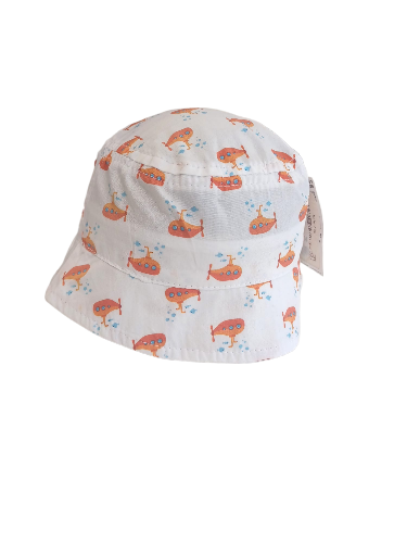 Jaju Baby Kitti 0-18 Ay Beyaz Balık Desenli Bebek Fötr Şapka