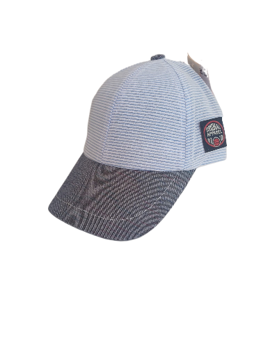 Jaju Baby Kitti 1-3 Yaş Gri Ve Mavi Çizgili Çocuk Şapka