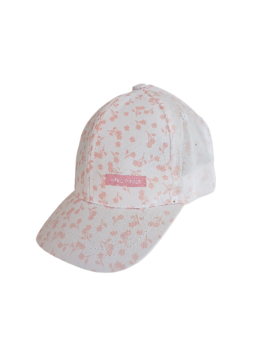 Jaju Baby Kitti 4-8 Yaş Pudra Çiçek Desenli Çocuk Şapka