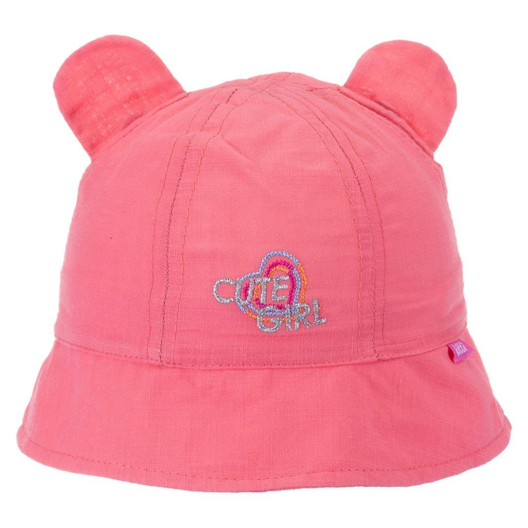 Jaju Baby Kız Bebek 1-3 Yaş Fuşya Renk Cute Girl Yazılı Kulaklı Fötr Şapka