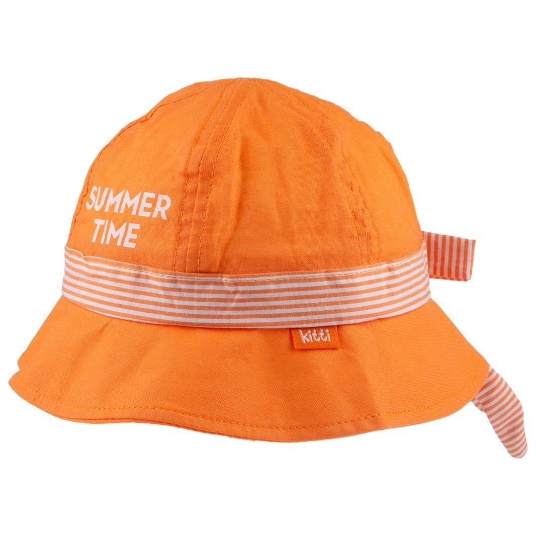 Jaju Baby Kız Bebek 1-3 Yaş Turuncu Renk Büyük Fiyonk Detaylı Fötr Şapka