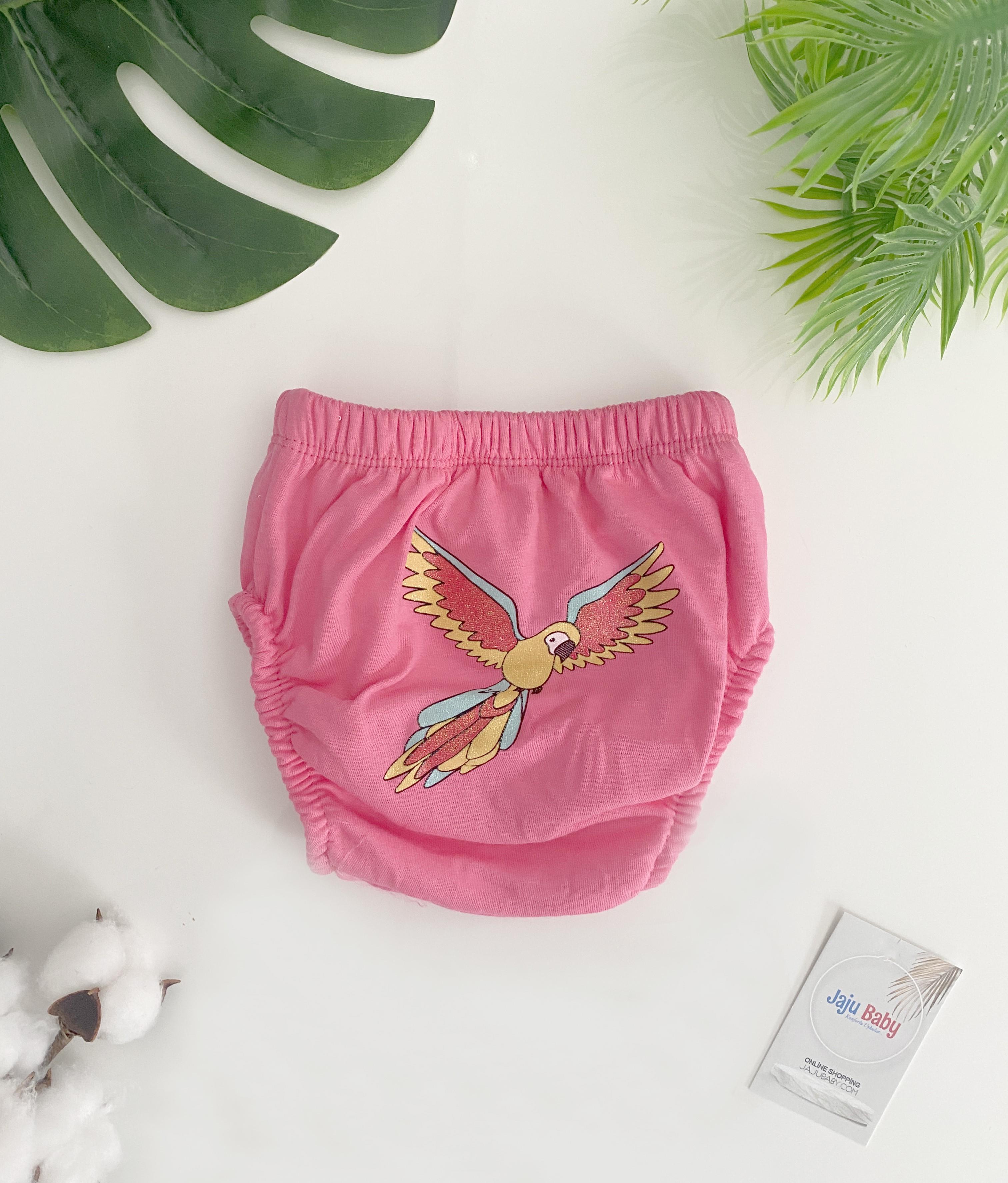 Jaju Baby Kız Bebek Pembe Renk Kuş Desen Alıştırma Külodu