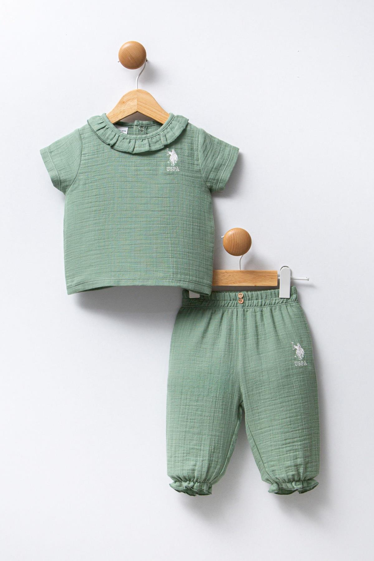 Jaju Baby Kız Bebek  Yeşil ROCCO - Müslin - 2 li Takım