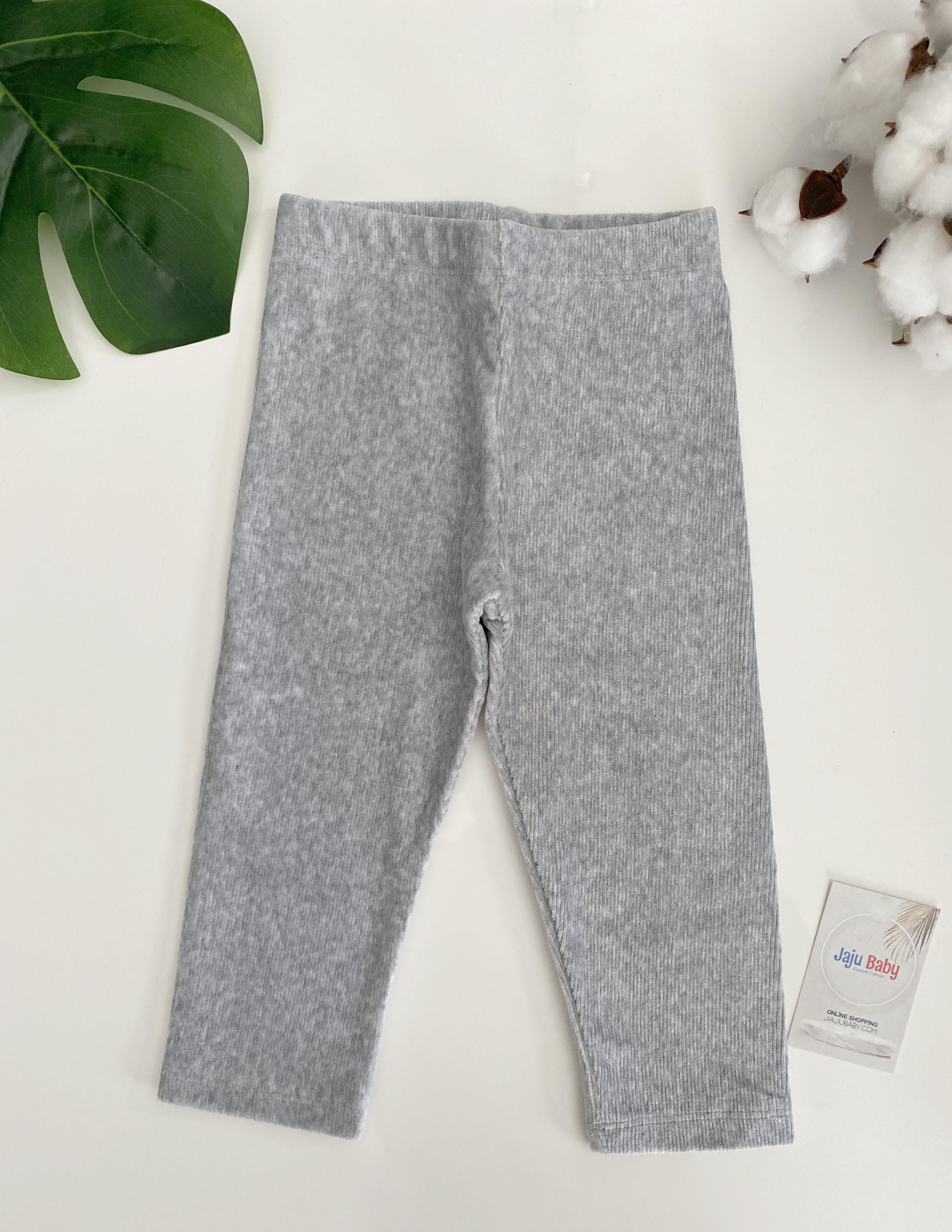 Jaju Baby Kız Çocuk Açık Gri Fitilli Kadife Tayt