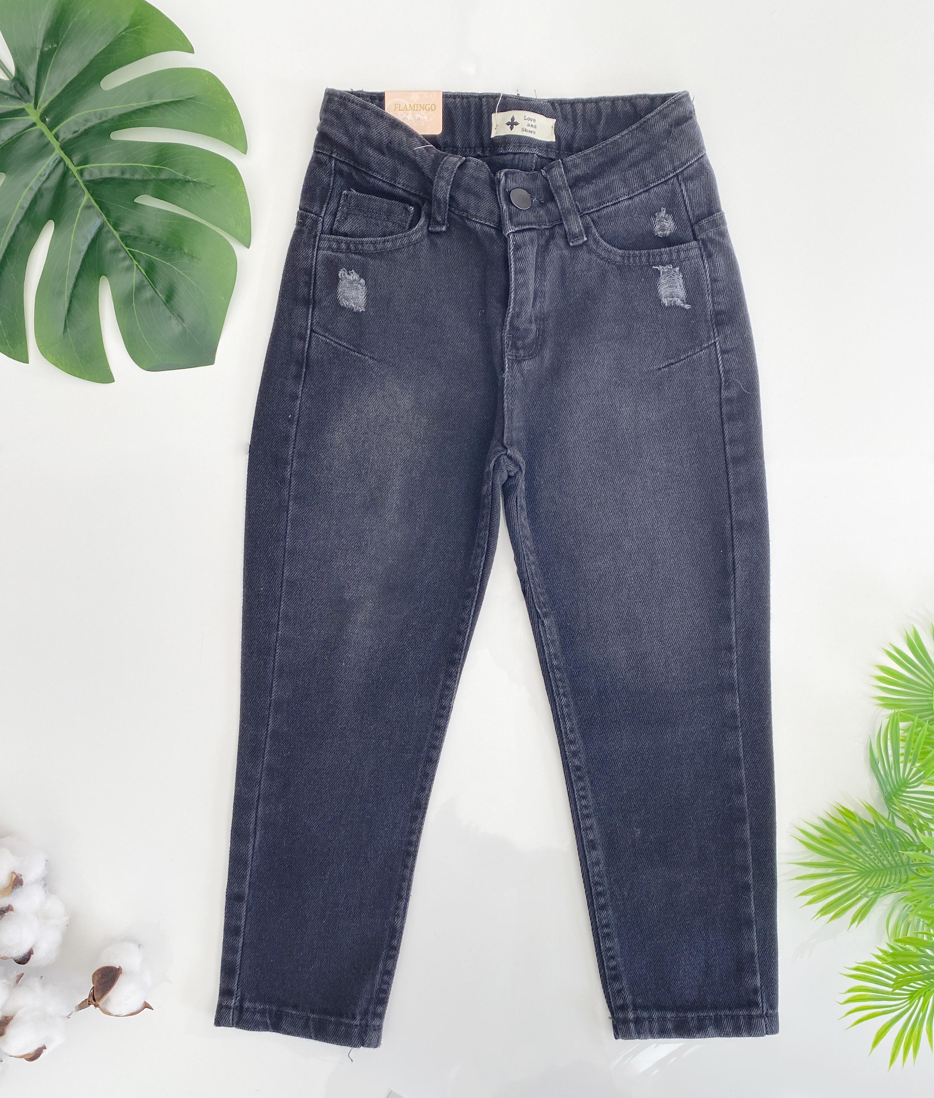 Jaju Baby Kız Çocuk Siyah Boyfriend Jean Pantolon