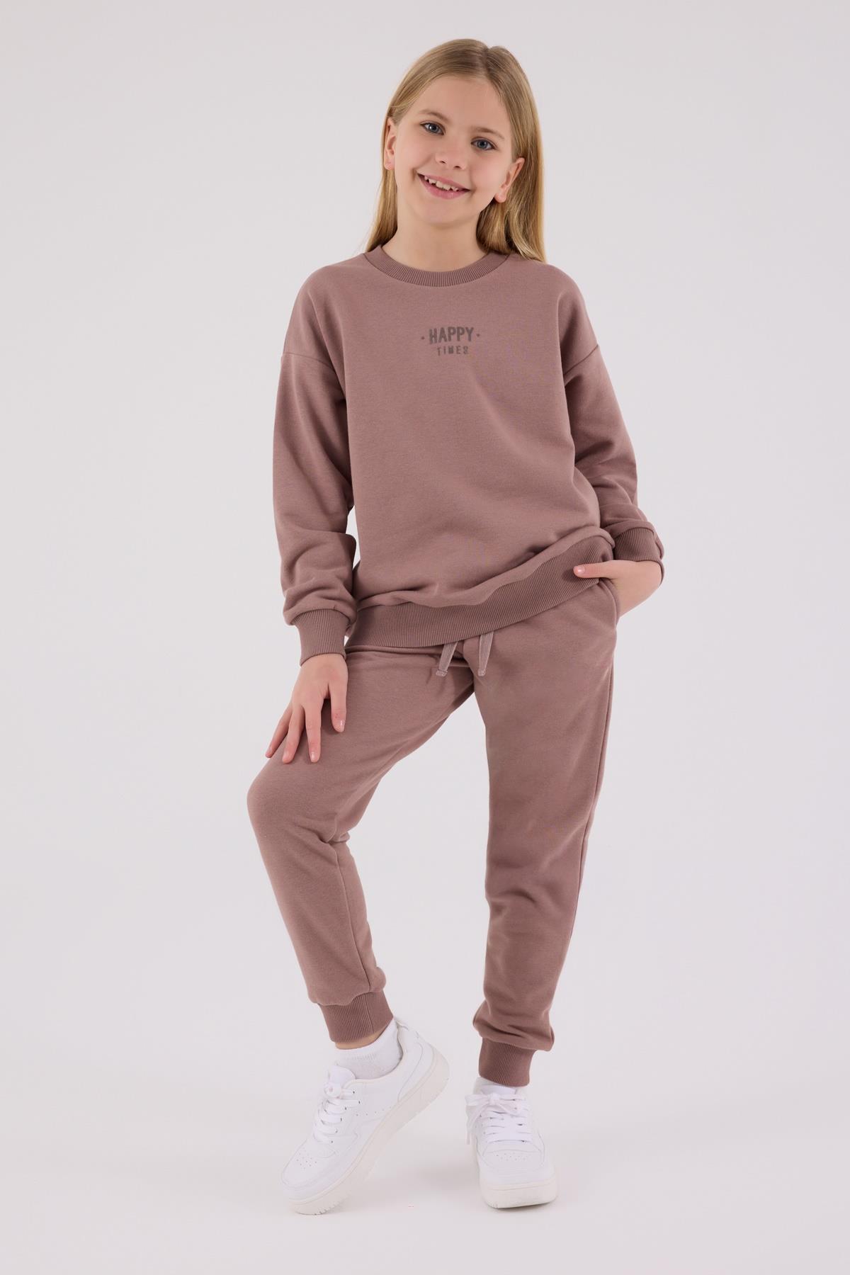 Jaju Baby Kız Çocuk   VİZON - Üç İplik - Eşofman Takımı RP3694 - V1