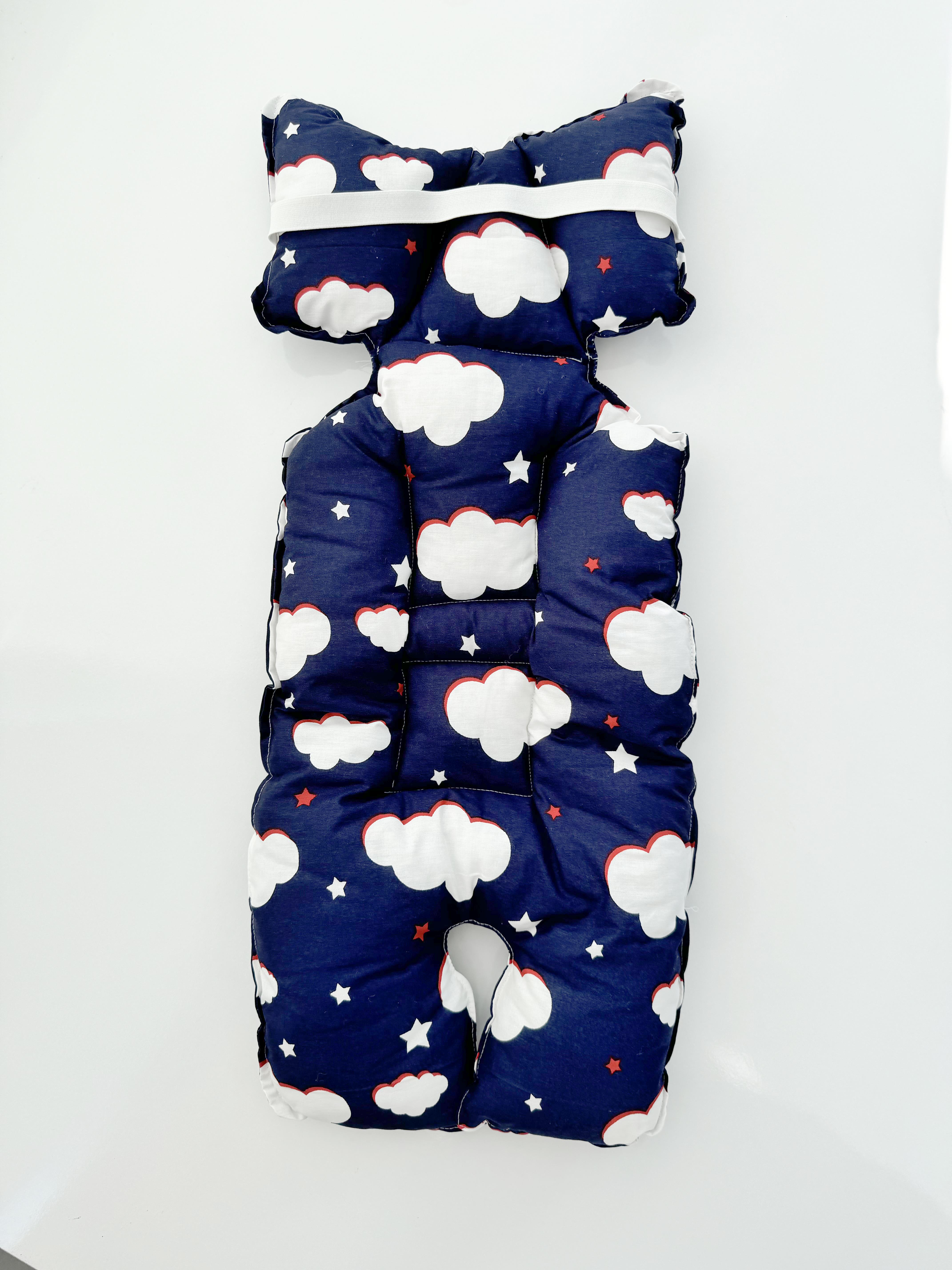 Jaju Baby Lacivert Bulut Desenli Oto Koltuğu Minderi - Puset Minderi