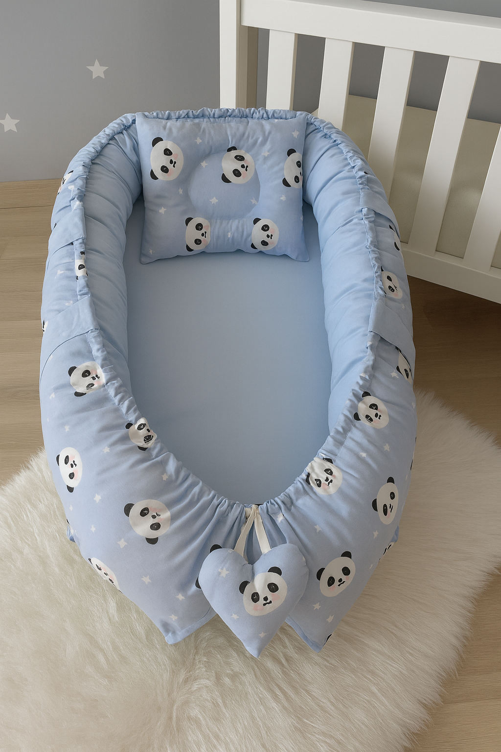 Jaju Baby Mavi Panda Tasarım Lüx Ortopedik Babynest